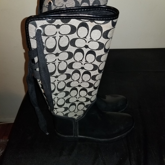 COACH TRISTEE BLACK SMOKE JACQARD RAINBOOT - Picture 5 of 6